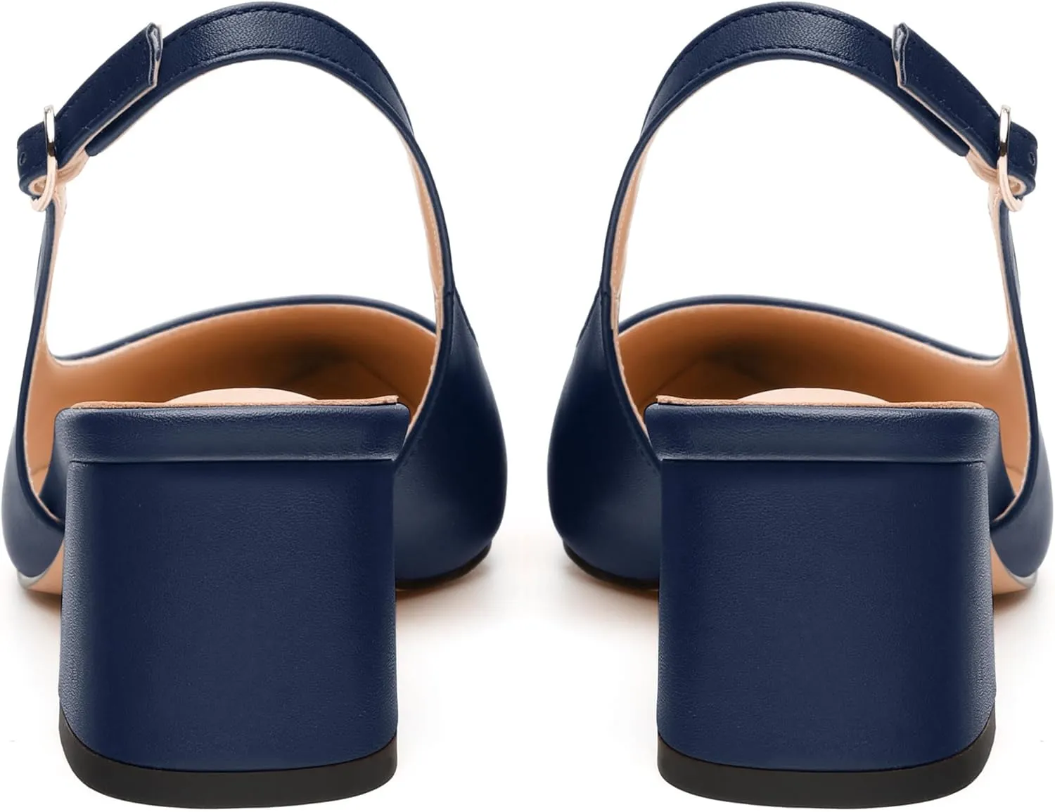 Womens Slingback Pumps, Pointed Toe Mid Chunky Heel Pump Shoes for Women, Leather Insole Comfort Daily Pumps 2"
