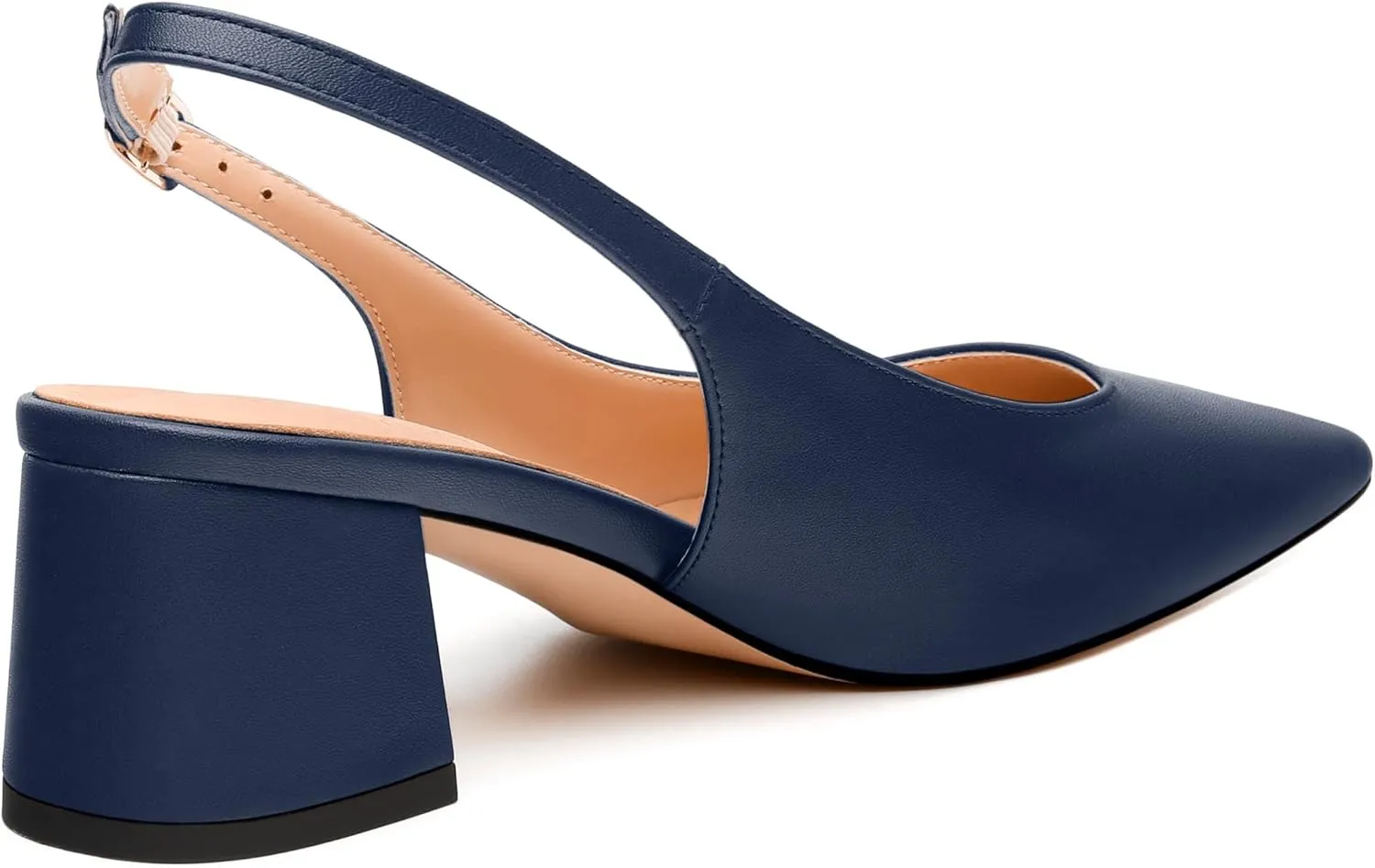 Womens Slingback Pumps, Pointed Toe Mid Chunky Heel Pump Shoes for Women, Leather Insole Comfort Daily Pumps 2"
