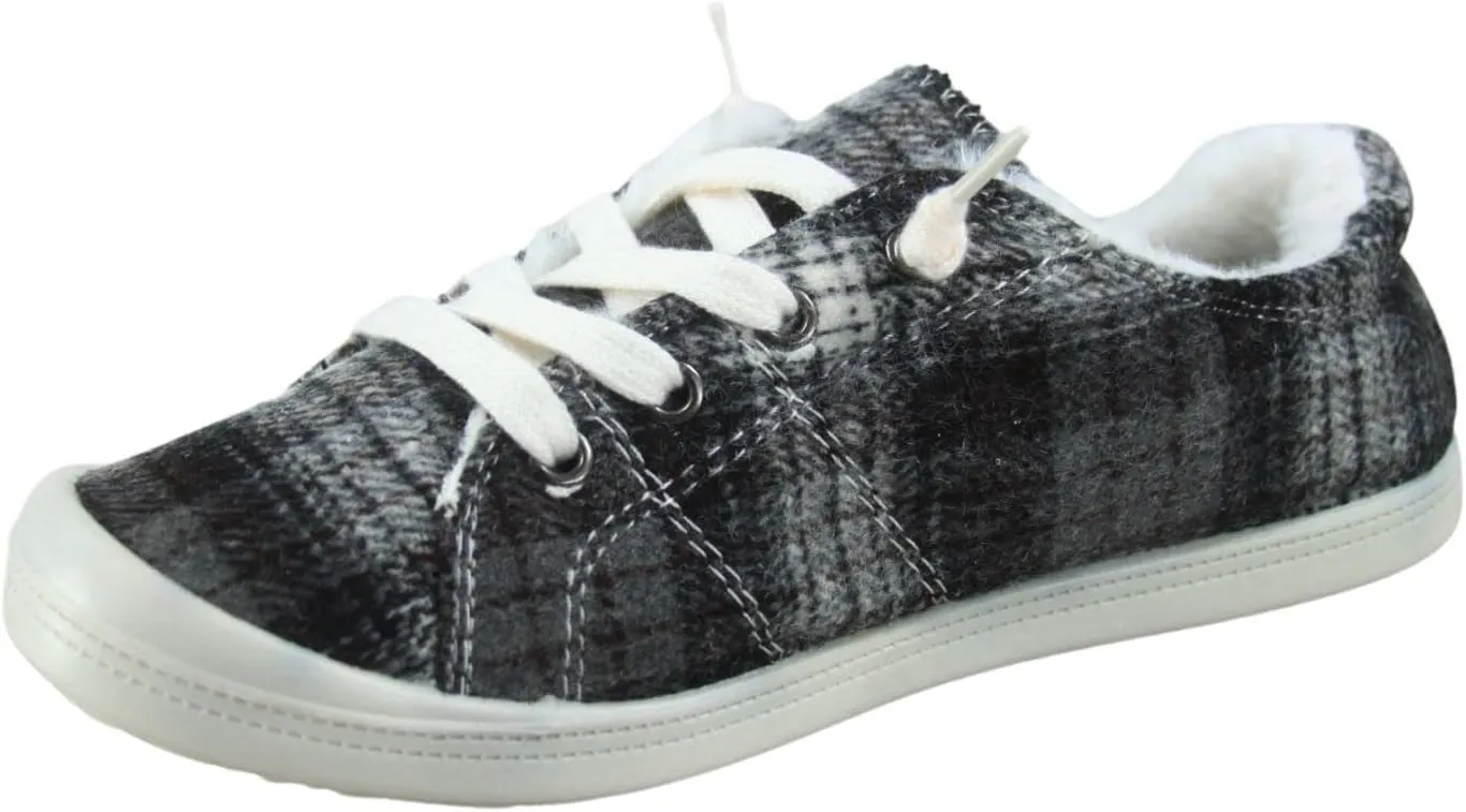 Women’s Slip-On Sneaker Fashion Low Top Casual Shoes Lace up Classic Walking Shoes