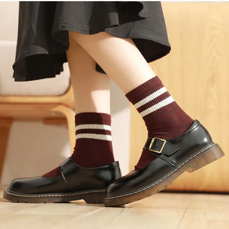 Womens Vintage Buckle Velcro Leather Comforts Flats Mary Janes Shoes