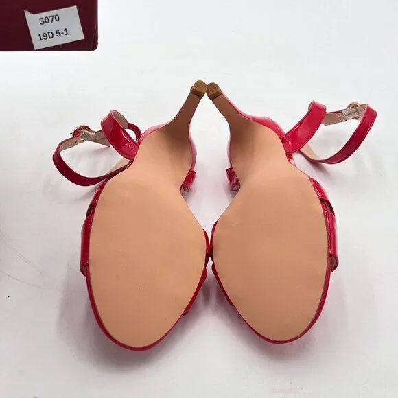 XYD Red Cross Strap Slingback Ankle Strap High Heel Patent Buckle Sandal