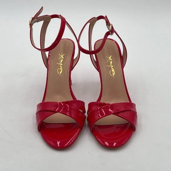 XYD Red Cross Strap Slingback Ankle Strap High Heel Patent Buckle Sandal