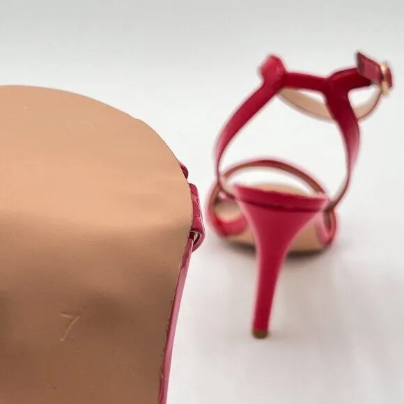 XYD Red Cross Strap Slingback Ankle Strap High Heel Patent Buckle Sandal