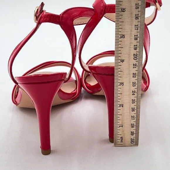 XYD Red Cross Strap Slingback Ankle Strap High Heel Patent Buckle Sandal
