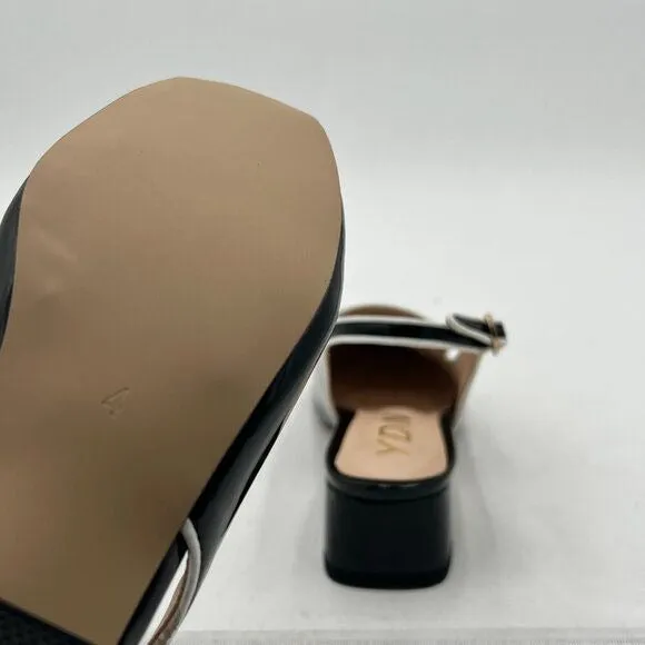 YDN Black Square Toe Block Low Heels Slingback Formal Dressy Office Lady Pump