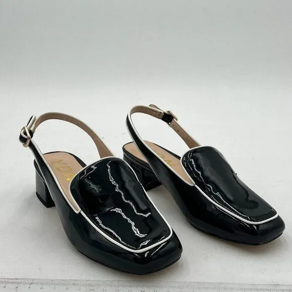 YDN Black Square Toe Block Low Heels Slingback Formal Dressy Office Lady Pump