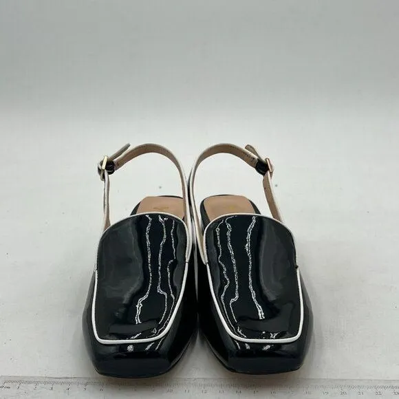 YDN Black Square Toe Block Low Heels Slingback Formal Dressy Office Lady Pump