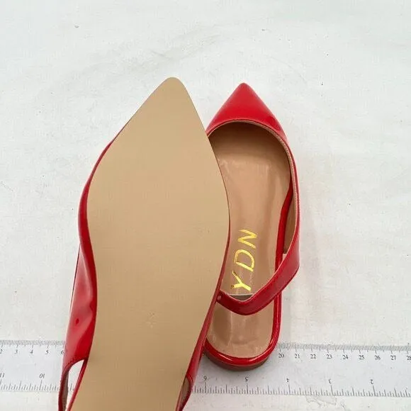 YDN Red Pointed Toe Slingback Low Heel Slide Sandals Comfortable Dress Pump