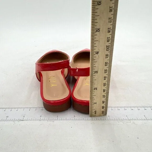 YDN Red Pointed Toe Slingback Low Heel Slide Sandals Comfortable Dress Pump