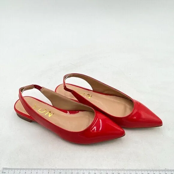 YDN Red Pointed Toe Slingback Low Heel Slide Sandals Comfortable Dress Pump