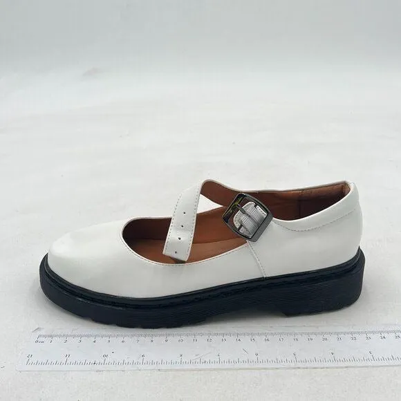 YDN Women Classic Round Closed Toe Mary Jane Flats Platform Adjustable Single