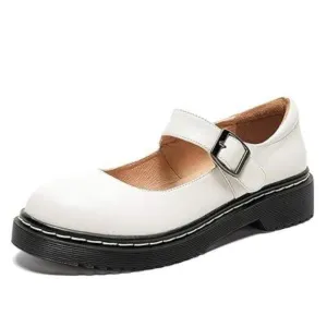 YDN Women Classic Round Closed Toe Mary Jane Flats Platform Adjustable Single