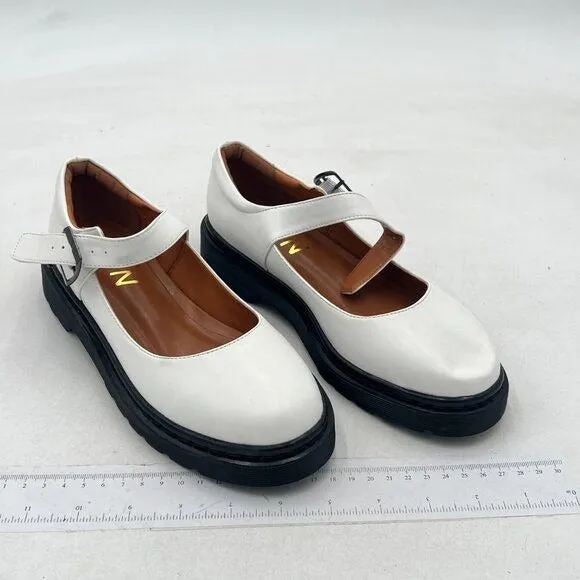 YDN Women Classic Round Closed Toe Mary Jane Flats Platform Adjustable Single
