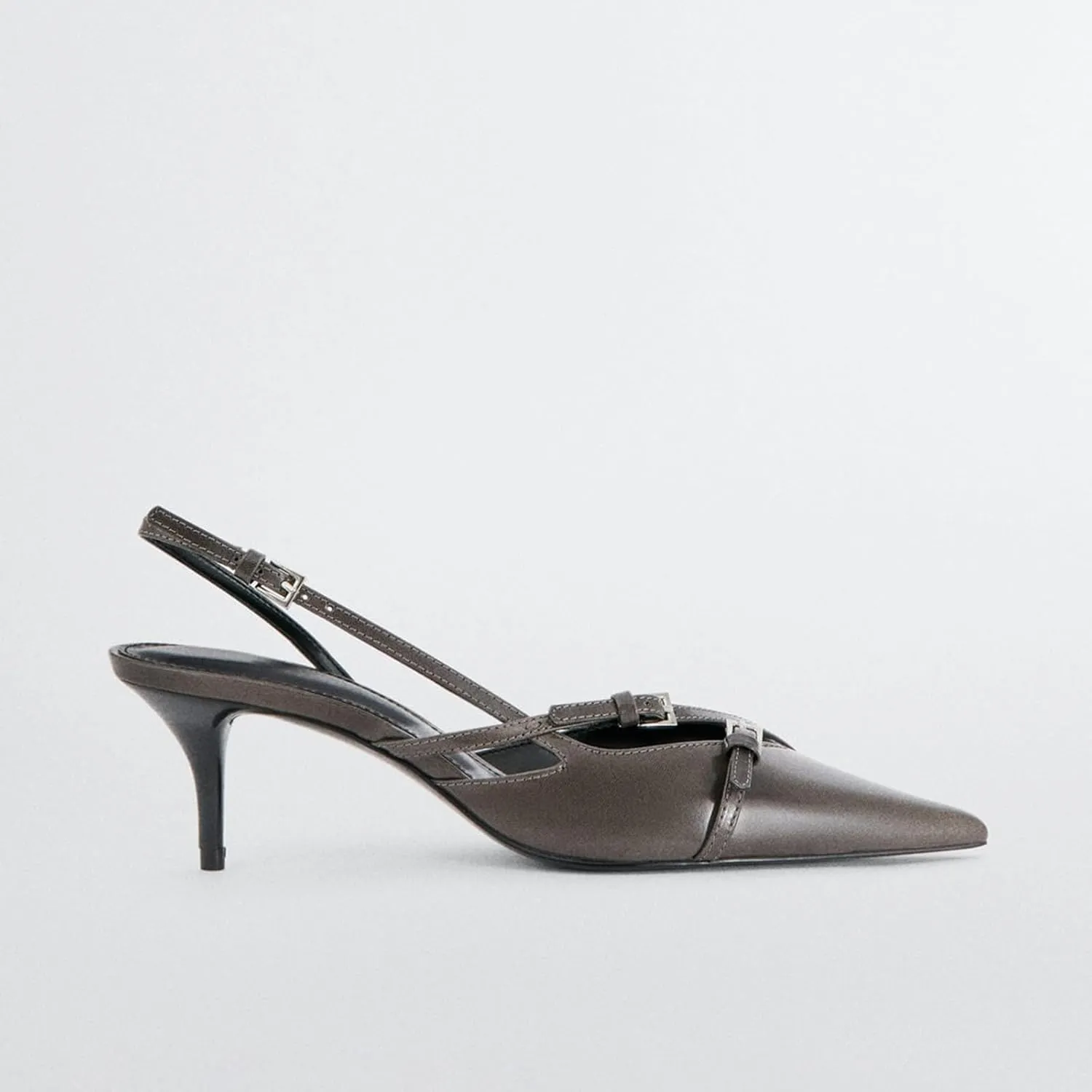Yishaweiqi Slingback Kitten Heels for Women Buckle Strap Pointed Toe Dress Pumps Shoes Slip On Heeled Sandals