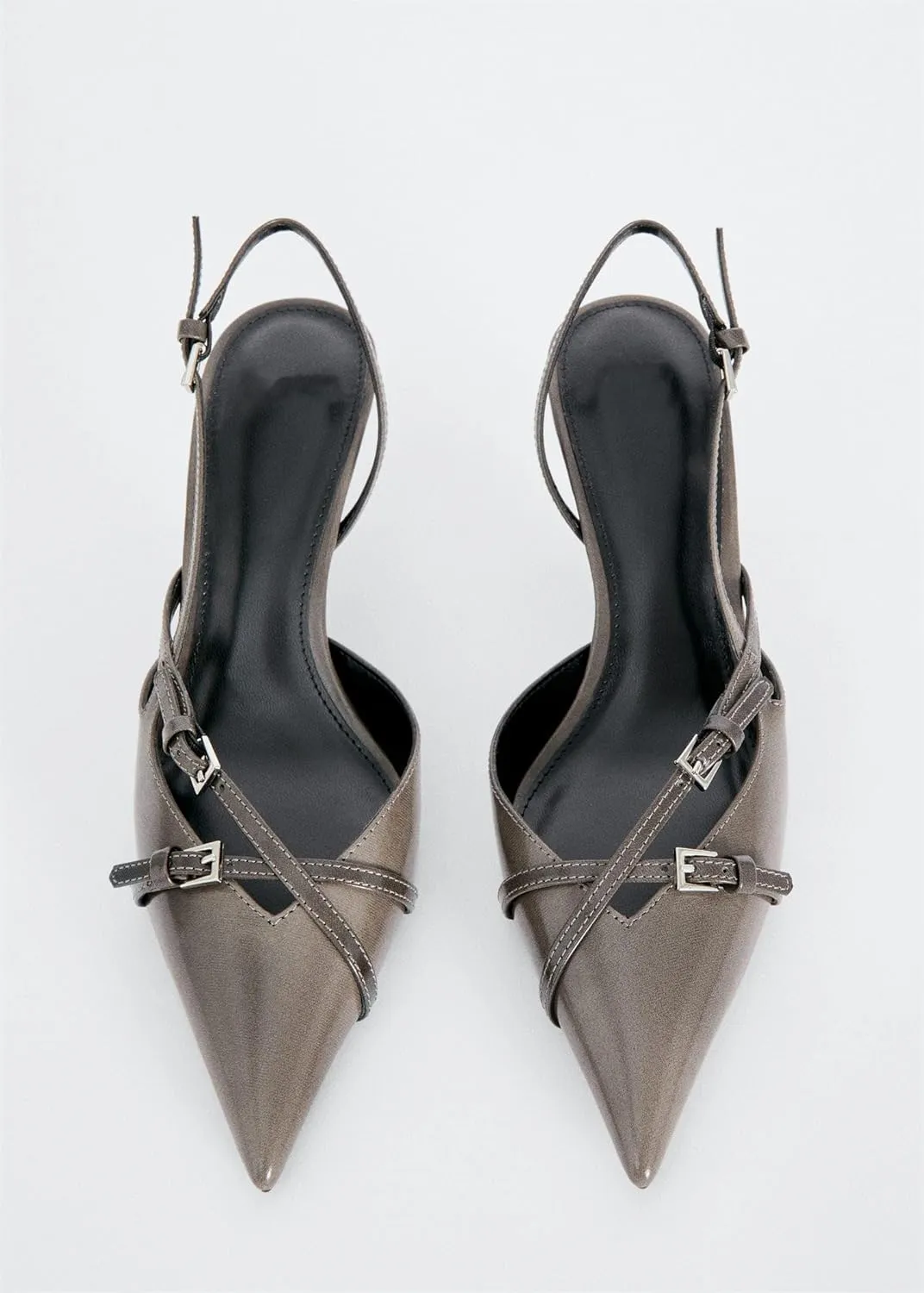 Yishaweiqi Slingback Kitten Heels for Women Buckle Strap Pointed Toe Dress Pumps Shoes Slip On Heeled Sandals