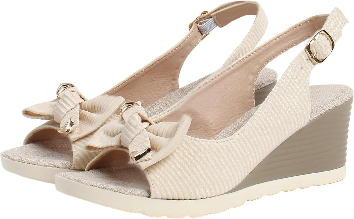 ZSpzx Women Wedge Sandals 2025,Cute Bow Indoor/Outdoor Dance Party Ladies Dress Walking Footwear Adjustable Buckle Vacation Casual Shoe Platform Plantar Fasciitis Daily Wear Soft Cushion Peep Toe