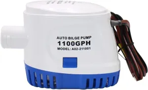 ZTBH Water Bilge Pump 12V 24V 1100GPH Automatic Submersible Bilge Water Pump with Switch Auto Electric Motor Boat Aquario Filter Accessories Aquarium Easy to Install (Voltage : 24V)